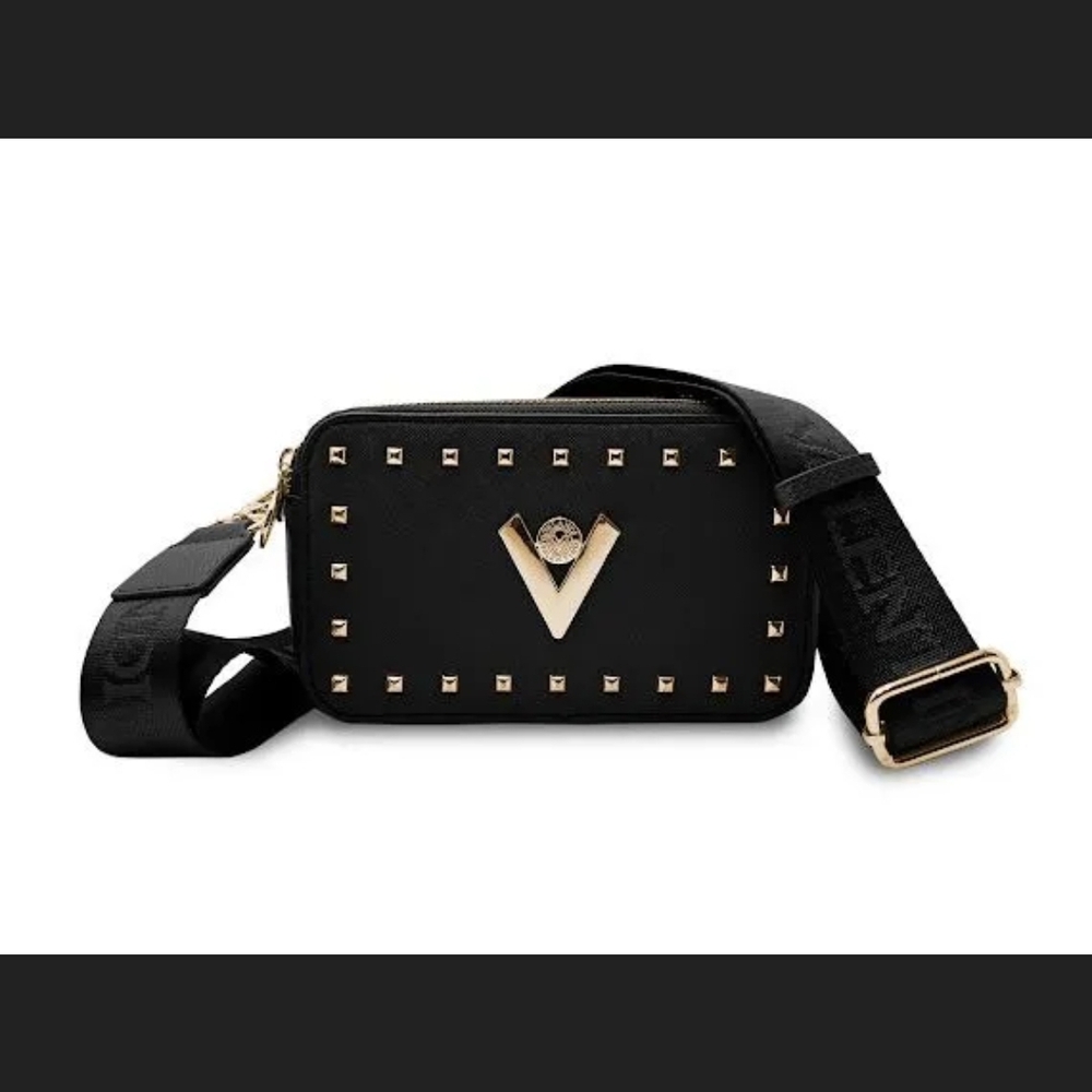 Valentino Black Camera Bag with Gold Studded Details